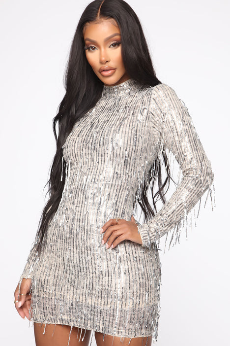 At The Disco Sequin Mini Dress - Silver ...